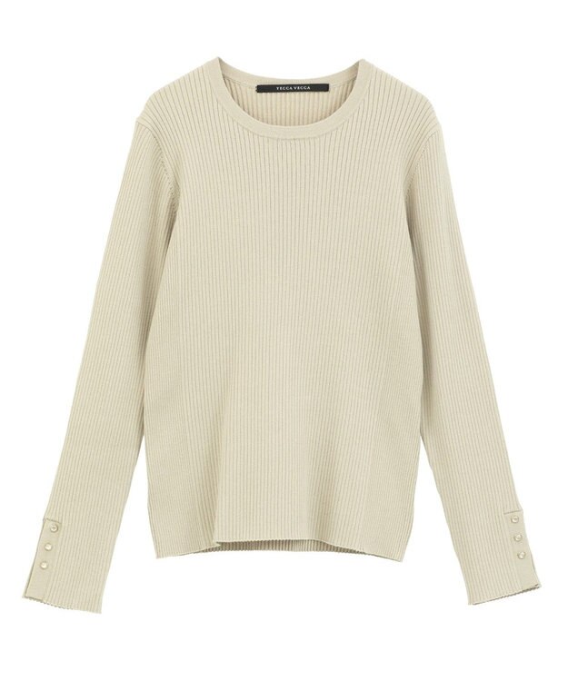 YECCA VECCA 袖釦クルーネックリブニット Light Blue