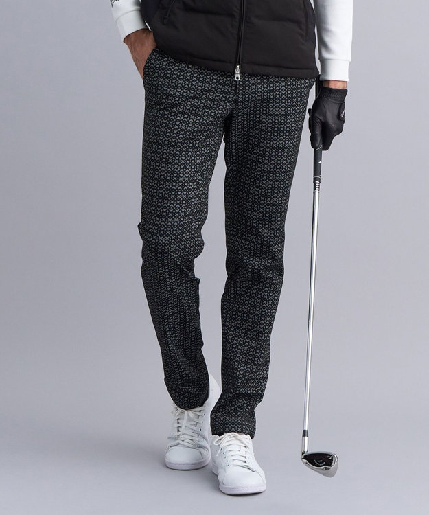 23区GOLF 【MEN】裏起毛ジャージーパンツ ストレッチ モノグラム 上品スタイル ブラック系5
