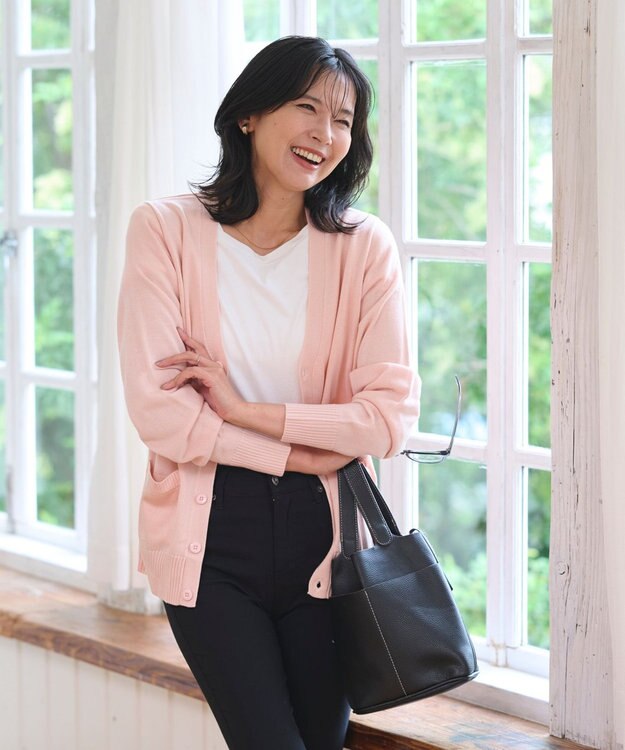 WEGO 【WEB限定/2025年秋冬新作//洗濯OK/毛玉レス/MLXLサイズ展開/オフィス/カジュアル】ベーシックニットカーディガン ライトピンク