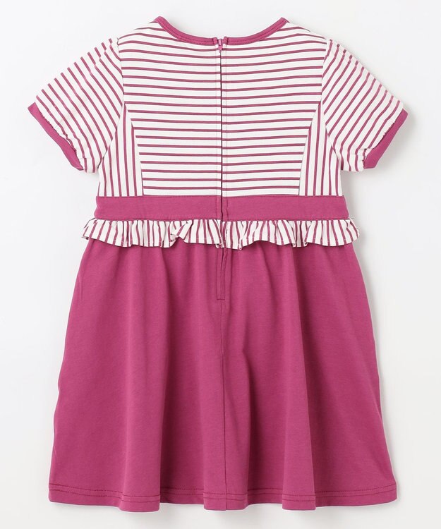 組曲 KIDS 【110-140㎝】マリンボーダー ワンピース ラズベリー