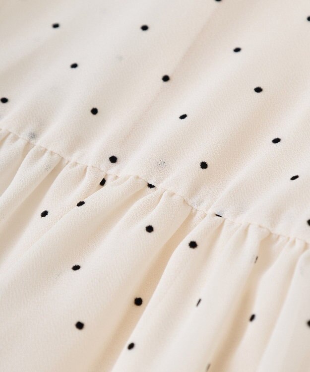 earth music&ecology ＳＥＴ２点フロッキードットブラウス＋スカート Ivory