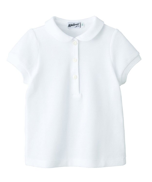 MIKI HOUSE HOT BISCUITS 【95-130cm】カノコ素材の丸衿半袖ポロシャツ 白