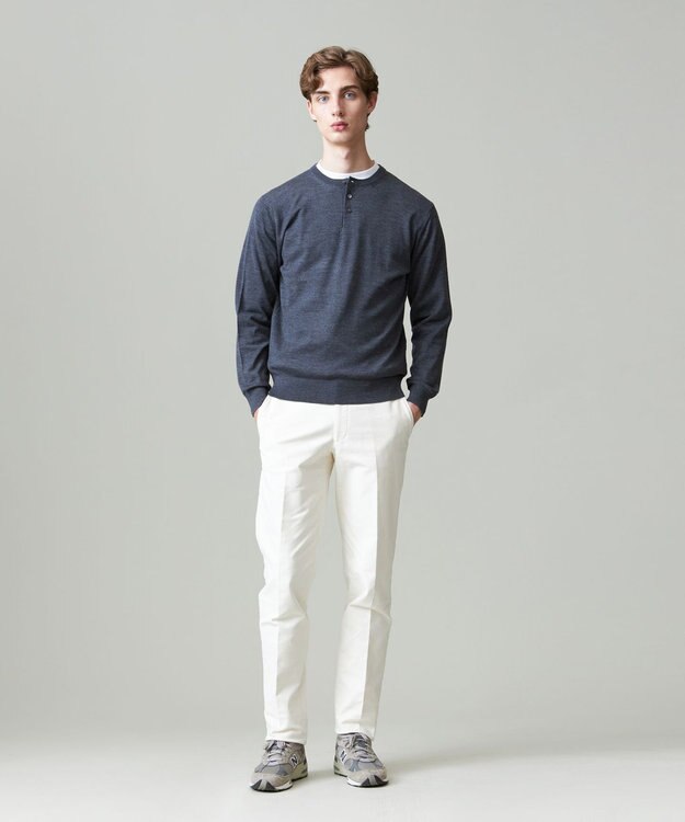 J.PRESS MEN オメガツイスト ヘンリーネックニット グレー系