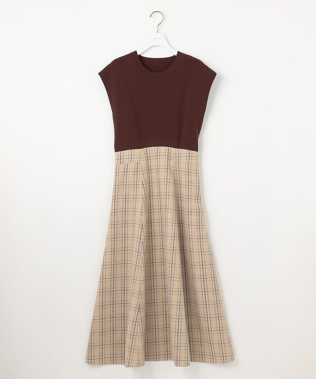 ANY SIS 【洗える】ニットコンビ ワンピース ダークブラウン系