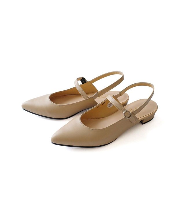 Pointer 日本製 本革ベルト付きミュール ベージュ