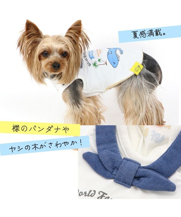 PET PARADISE 犬の服 春夏 ひんやり クール 接触冷感 虫よけ スヌーピー サメタンクトップ 【小型犬】 青