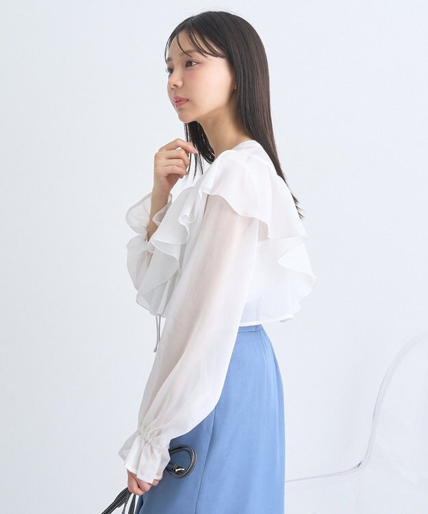 earth music&ecology シアーラッフルショートボレロ Ivory