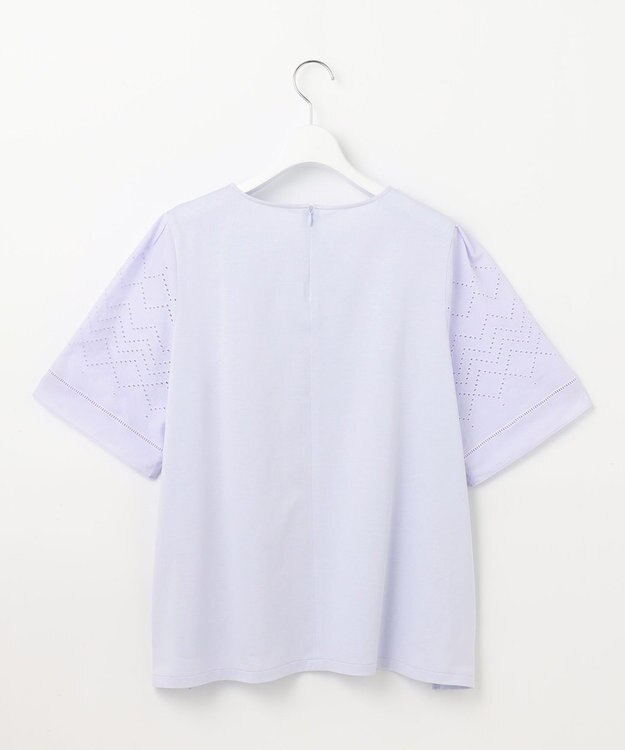 23区 【洗える】エンブロイダリー コンビジャージー カットソー ライラック系