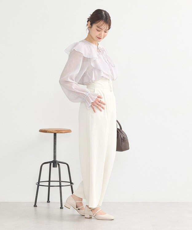 earth music&ecology シアーラッフルショートボレロ Gray