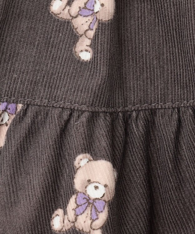 ANY KIDS チェック柄/アニマル柄スカパン ブラウン系クマ