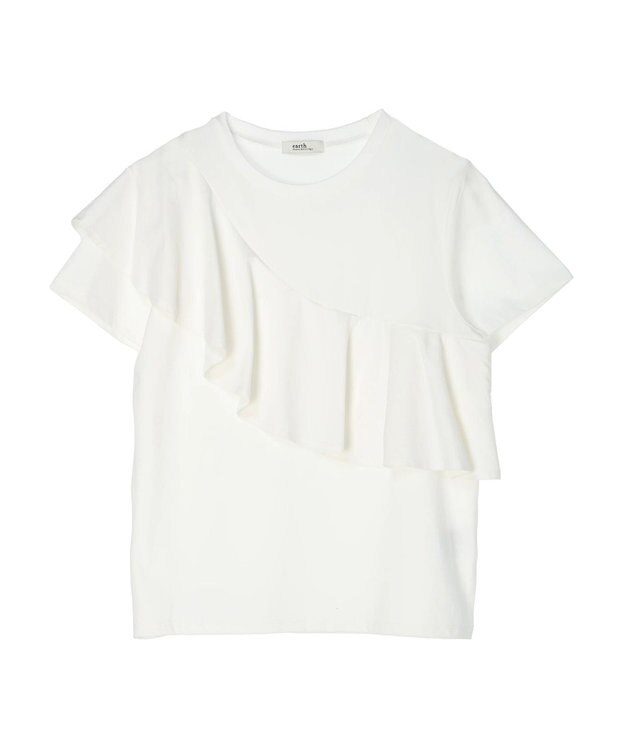 earth music&ecology フロントフリルプルオーバー Ivory