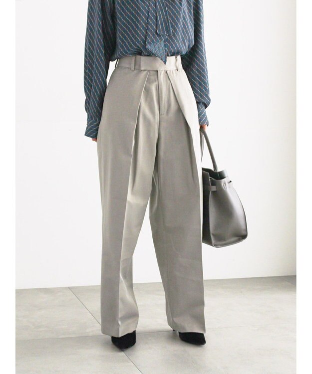 Te chichi シャイニーワイドスラックス グレー