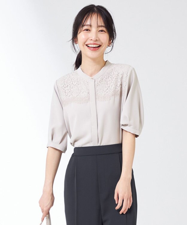 ANY SIS 【洗える】ヨークレース ブラウス グレージュ