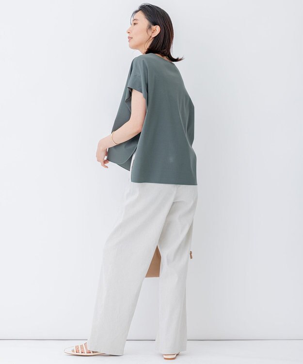 23区 L 【STORY7月号掲載/洗える】リネンヴィスコースストレッチ ドロスト パンツ ベージュ系