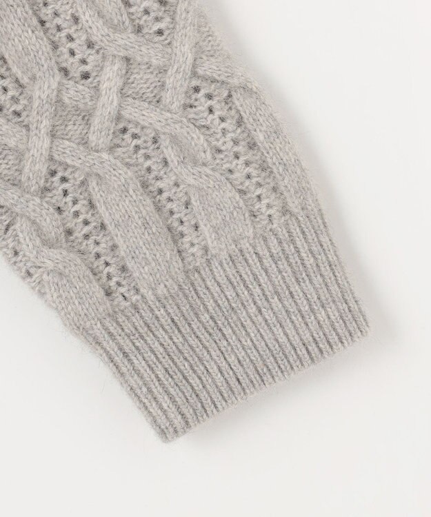 自由区 へアリーケーブル ニット グレー