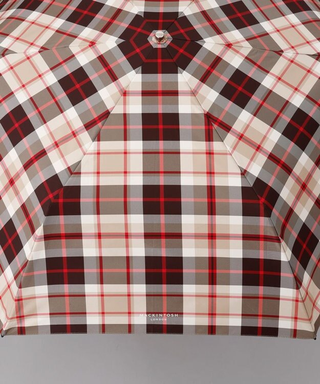 AURORA 【MACKINTOSH LONDON（マッキントッシュ ロンドン）】先染めチェック雨傘（折りたたみ傘） ブラウン