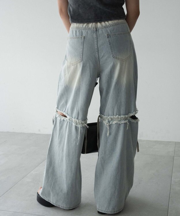 WEGO スリットダメージルーズデニム デニム