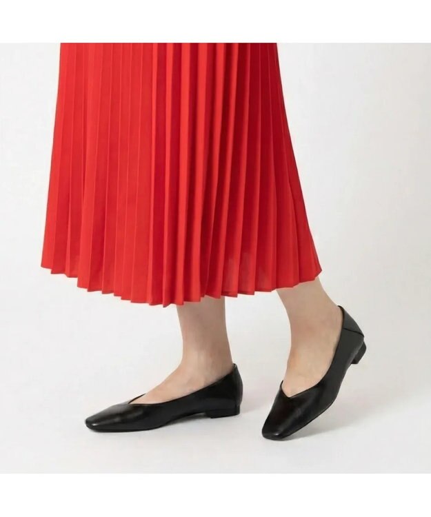 MODE ET JACOMO <carino>スクエアトゥバレエシューズ ブラック