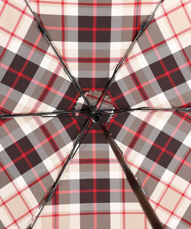 AURORA 【MACKINTOSH LONDON（マッキントッシュ ロンドン）】先染めチェック雨傘（折りたたみ傘） ブラウン