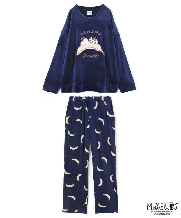 San-ai Resort（三愛水着楽園） 【スヌーピー】【PEANUTSピーナッツ】バナナルームウエア ネイビー