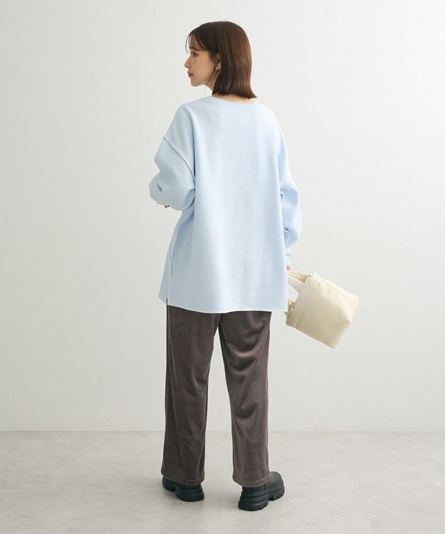 Green Parks 裏起毛配色ステッチロゴチュニック Light Blue