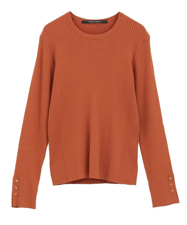 YECCA VECCA 袖釦クルーネックリブニット Light Blue