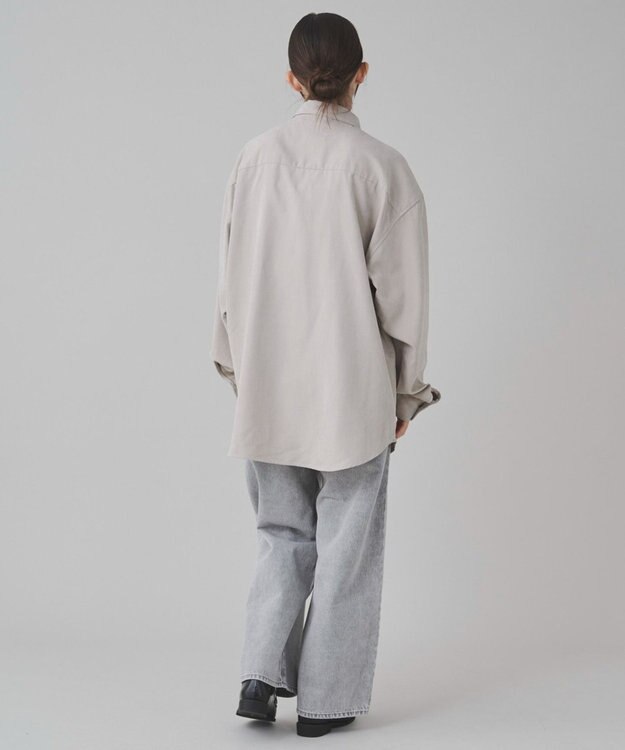 WEGO 【ユニセックス着用ITEM】フィブリルワンポイントBIGシャツ（長袖） ライトベージュ