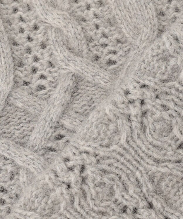 自由区 へアリーケーブル ニット グレー