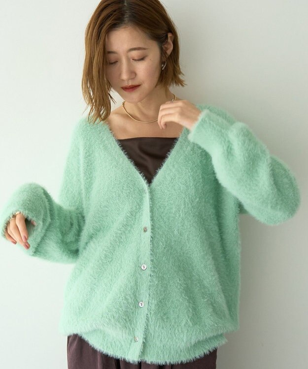 YECCA VECCA ラメシャギーカーディガン Charcoal Gray