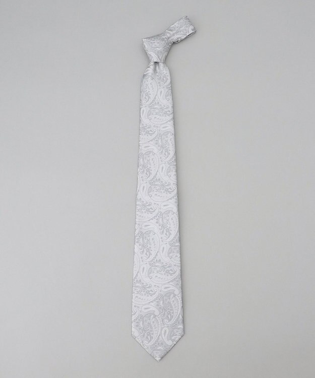 GOTAIRIKU 【WEAR BLACK】フォーマル用_ペイズリー ネクタイ シルバー系8