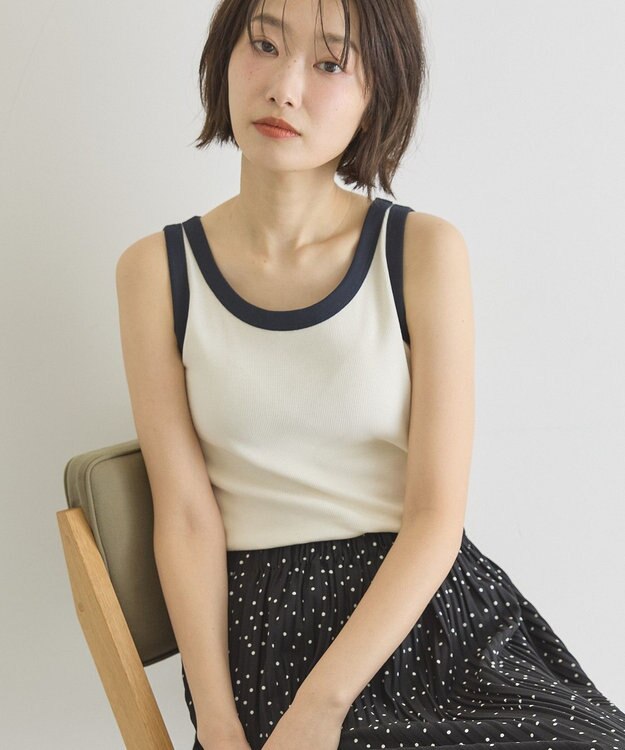 AMERICAN HOLIC バイカラーテレコタンクトップ Ivory