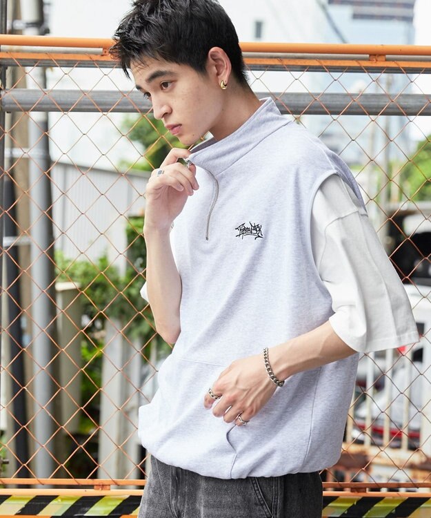 WEGO 【ユニセックス着用ITEM】ノースリハーフジッププルオーバー ライトグレー