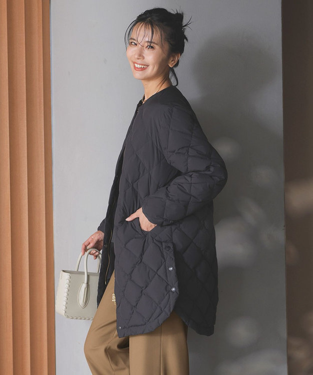 UNFILO 【自宅で洗濯OK / 軽量で暖かい】TAIONコラボ 2WAY キルティングダウン ブラック