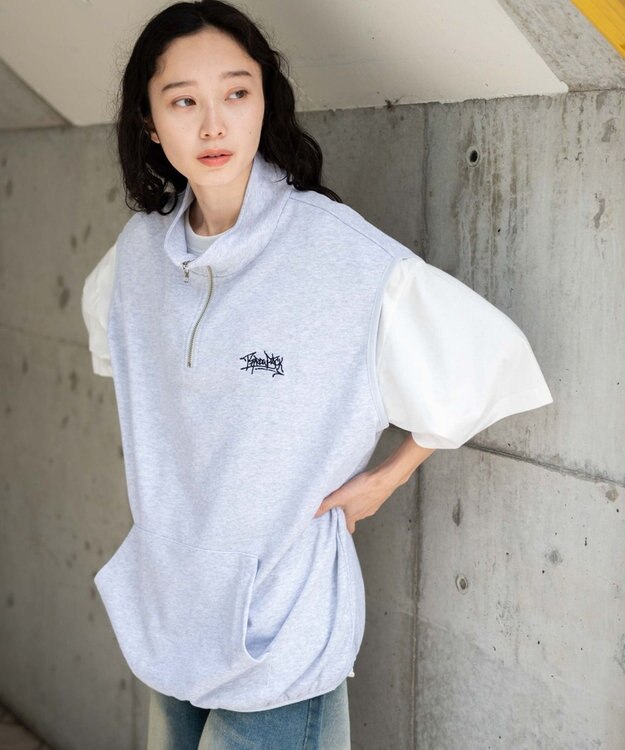 WEGO 【ユニセックス着用ITEM】ノースリハーフジッププルオーバー ライトグレー