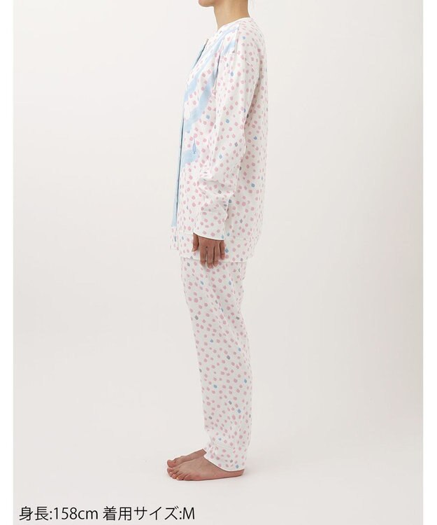 tsumori chisato SLEEP ツモリチサト パジャマ 長袖 長ズボン ルームウェア 綿100%(本体) 肌側起毛 スムース素材 上下セット 前開き tsumori chisato SLEEP UDW443 /ワコール アイボリー