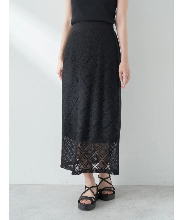 earth music&ecology モチーフナロースカート Black