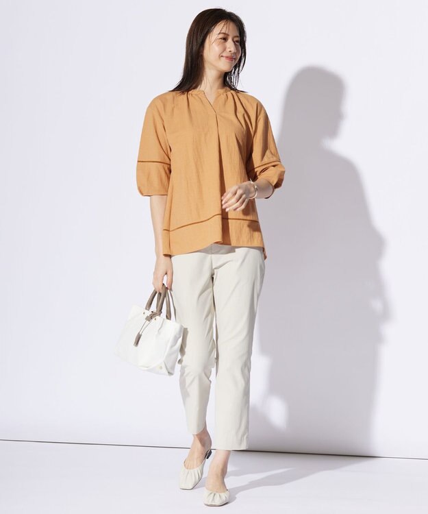 J.PRESS LADIES ナチュラルジャージー カットソー オレンジ系