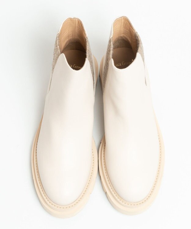 BONTRE 【LucaGrossi/ルカグロッシ】厚底サイドゴアショートブーツ アイボリー