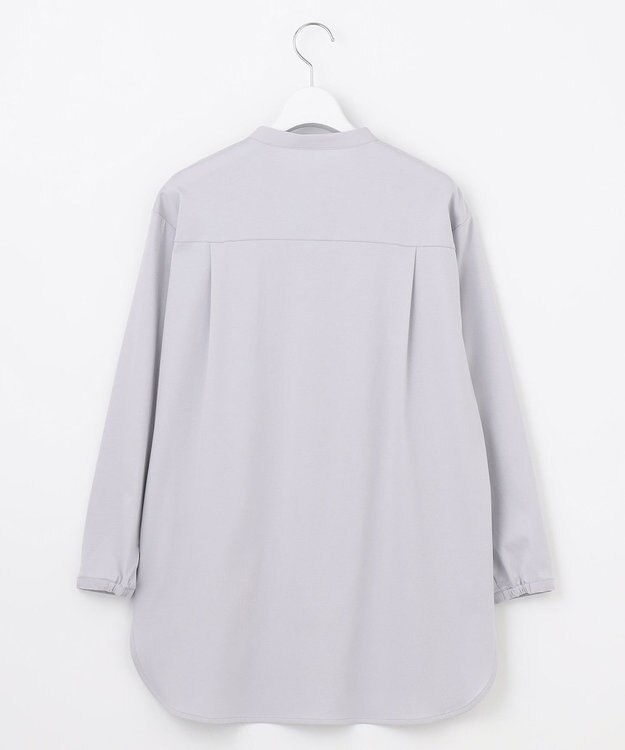 J.PRESS LADIES L シャツジャージー バンドカラー カットソー ライトグレー系