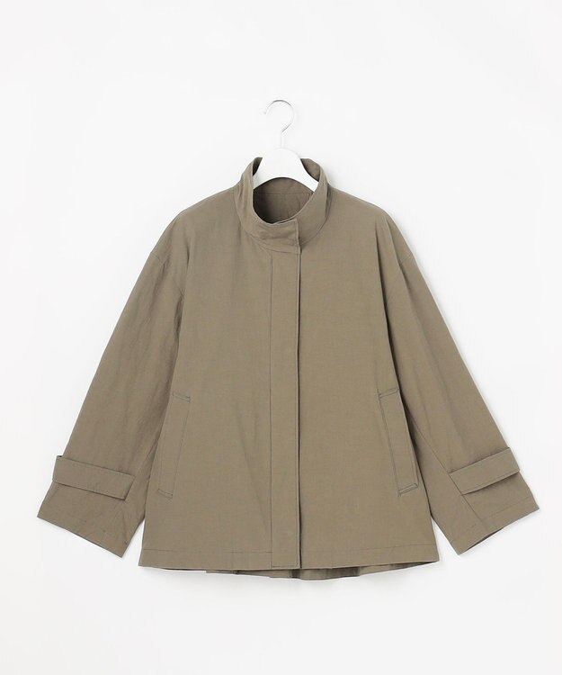 自由区 【カタログ掲載・春の必需品・オンオフ使える】コットンリネンウェザーライト コート カーキ