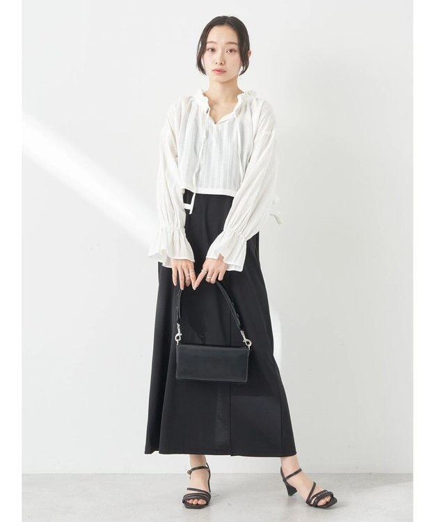 earth music&ecology ＳＥＴ２点ドビーショートブラウス＋キャミワンピース Black