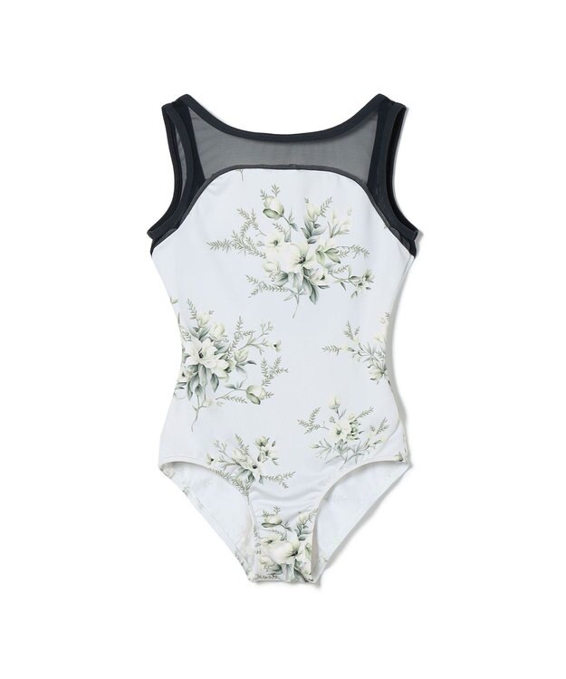 Chacott ノースリーブレオタード グリーンプリント