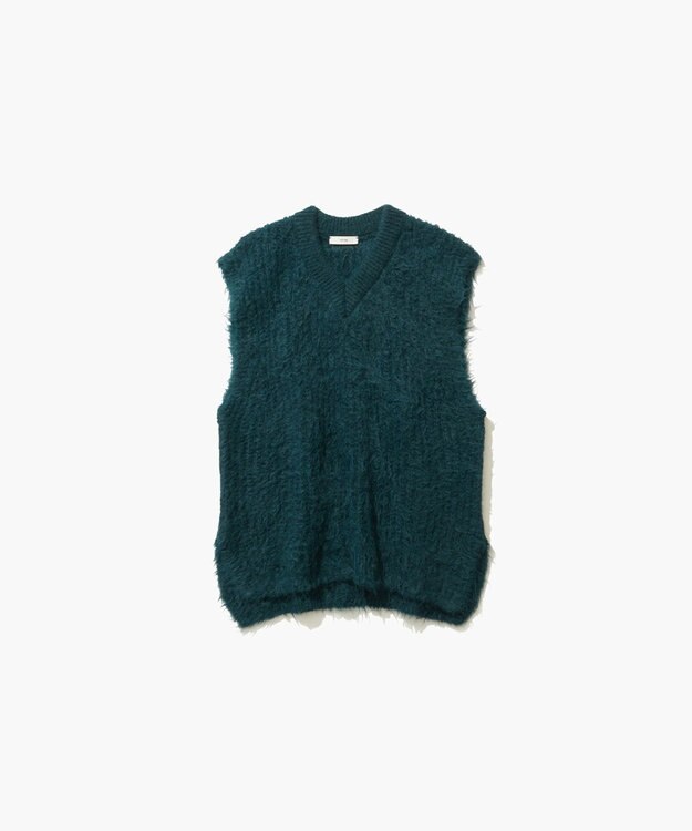ATON ALPACA FUR | Vネックベスト GREEN