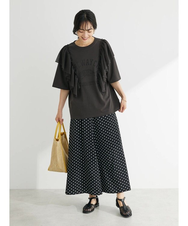 Green Parks ・ＳＵＧＡＲ　ＳＰＯＯＮ　カレッジｐｔラッフルＴシャツ Charcoal Gray