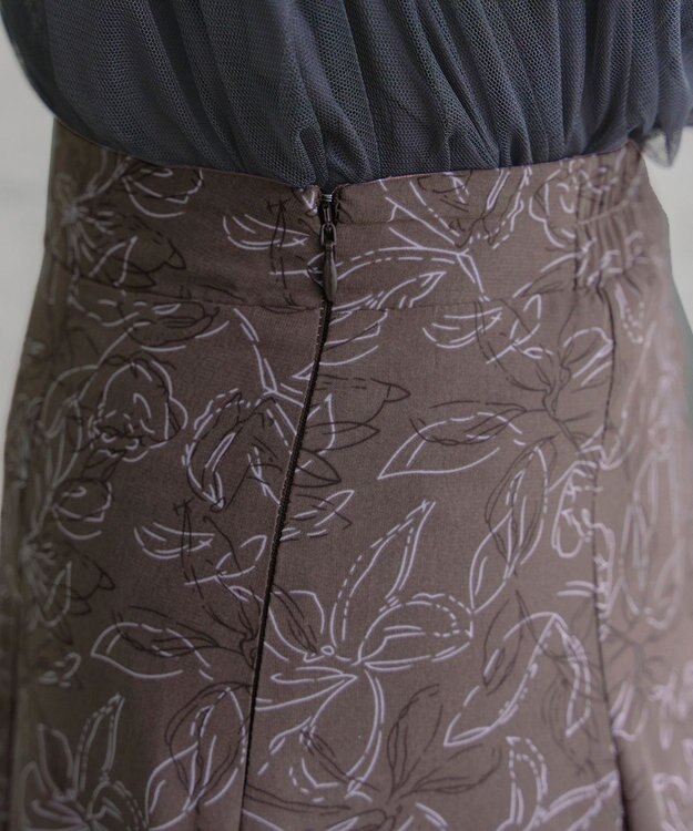 Tiaclasse 【洗える】フラワープリントスカート ブラウン