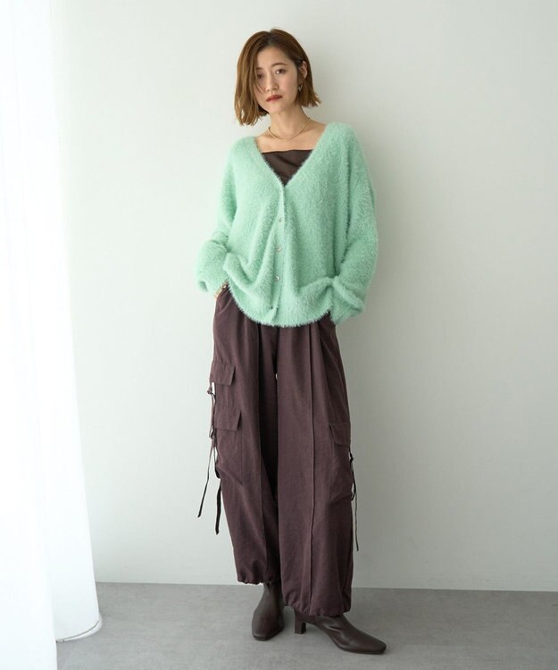 YECCA VECCA ラメシャギーカーディガン Charcoal Gray