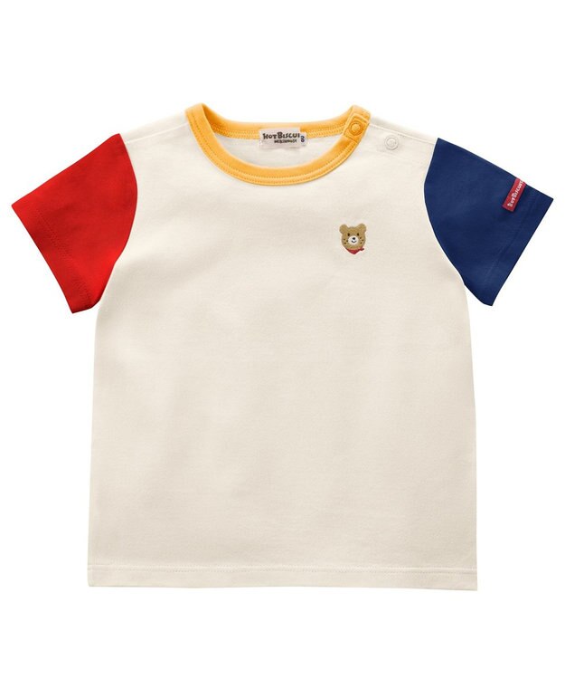 MIKI HOUSE HOT BISCUITS 【70-120cm】【Everyday Series】ワンポイント 半袖Tシャツ 白