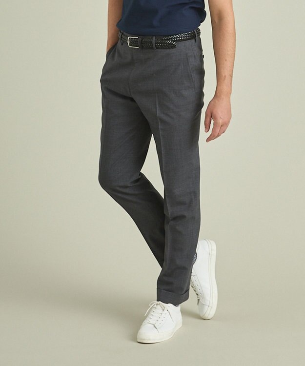 GOTAIRIKU ロングセラー【洗える/折り目加工/シワになりにくい/ウエストアジャスター】ウォッシャブル サマーウール100％パンツ_定番色(ノータック)23/24年モデル ミディアムグレー系