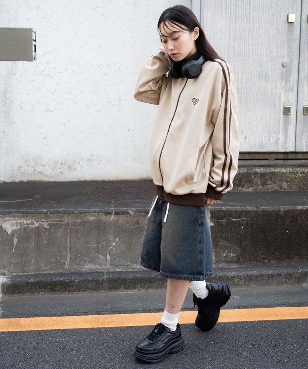 WEGO 【ユニセックス着用ITEM】ライントラックジャケット ベージュ