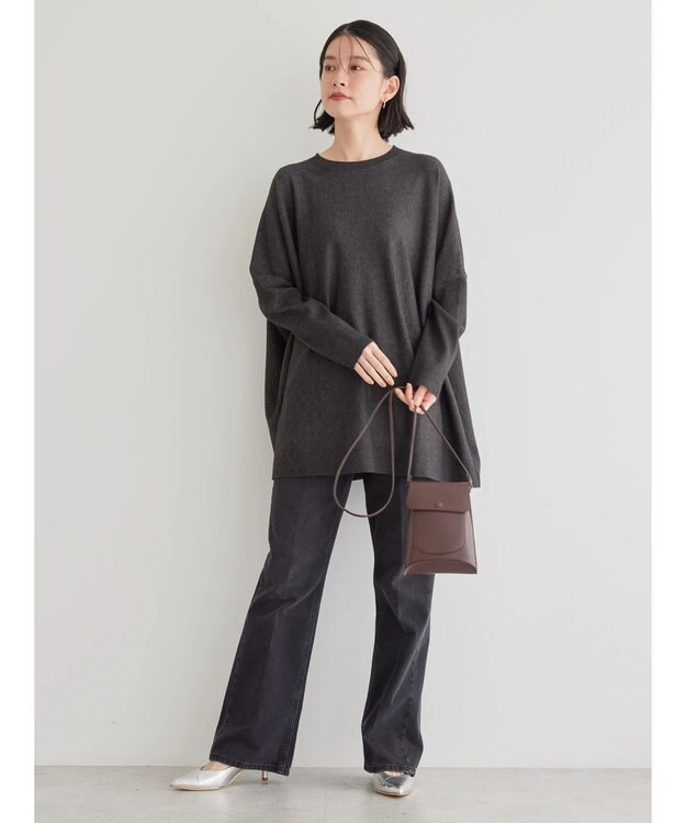 AMERICAN HOLIC バイパチポンチョライクＢＩＧニットチュニック Charcoal Gray